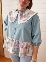 Blouse col claudine - Coloris vert d'eau & imprimé fleuri – Image 4