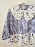 Blouse col claudine - Vichy bleu clair & imprimé fleuri – Image 10