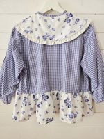 Blouse col claudine - Vichy bleu clair & imprimé fleuri – Image 12