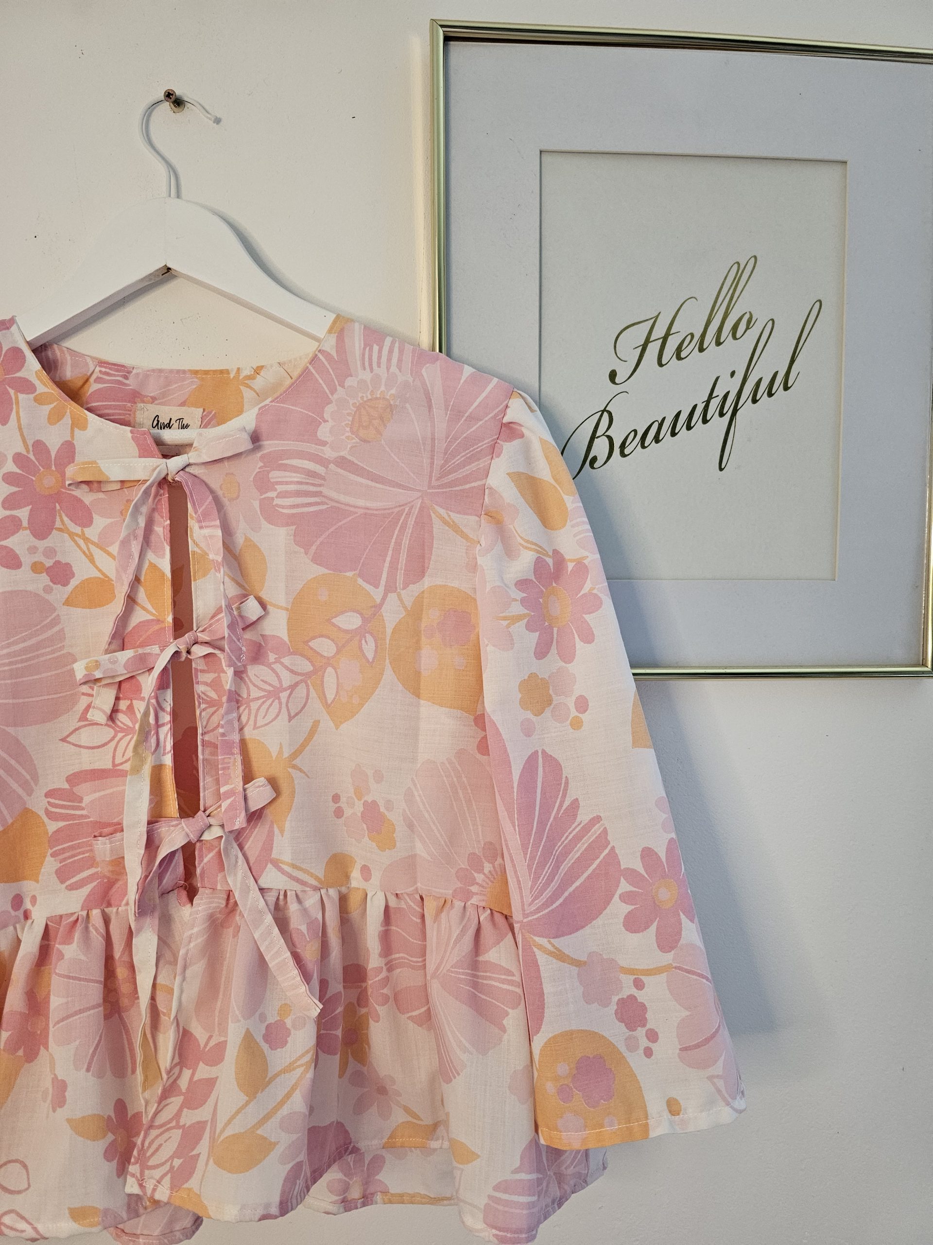 Blouse à nouer avec basques- Imprimé fleurs XXL – Image 3